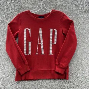 GAP Sweatshirt Women's XS Red Graphic Glittered LOGO Crew‎ Neck Sweatshirt XS